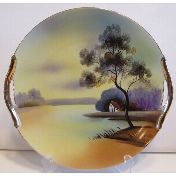 Noritake Other - Vintage Noritake Hand Painted Double Handled Plate Tree in the Meadow